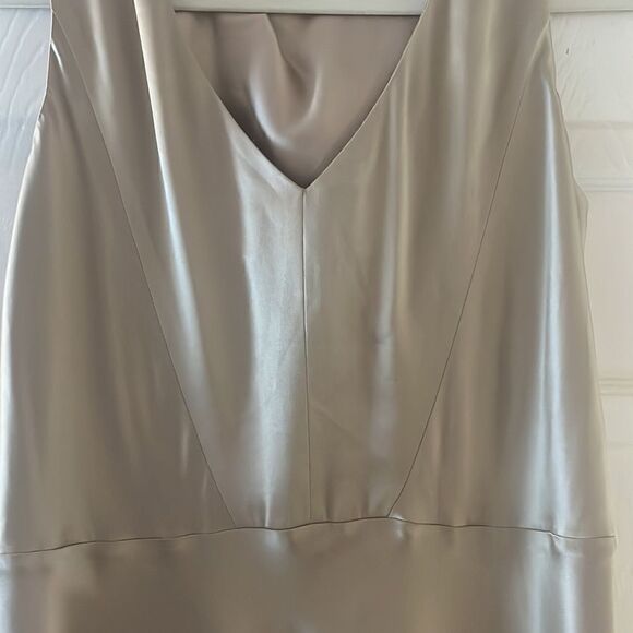 Saloni Jen Gold Satin High Low Sleeveless Cocktail Dress Size 4 - Picture 9 of 11